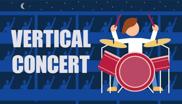 垂直的音乐会。爵士鼓和鼓手。邻居的剪影人们站在阳台上跳舞。音乐节下设酒店、家庭、办公室。保持社会距离。矢量图图片下载