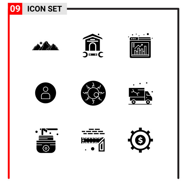 设置9个现代UI图标符号的UI标志图片下载