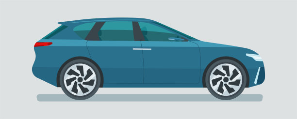 现代电动CUV汽车隔离，侧视图。矢量平面插图。图片下载