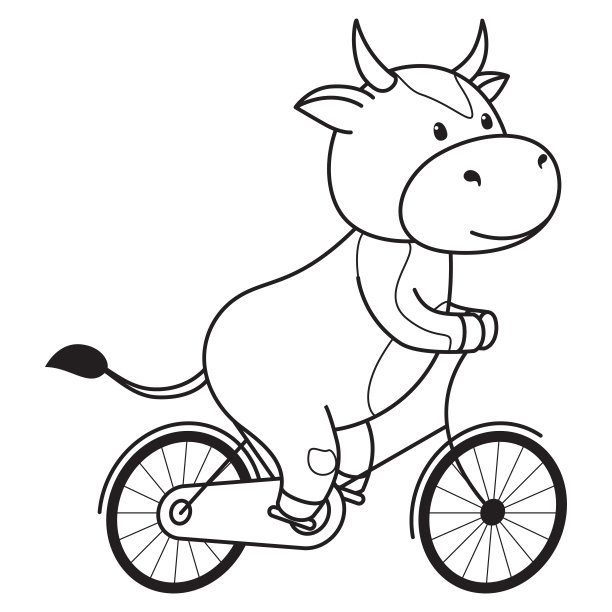 儿童的涂色页与可爱的公牛，母牛和公牛。根据中国或东方历法，牛是2021年的象征。准备打印矢量股票插图孤立在白色背景。图片下载