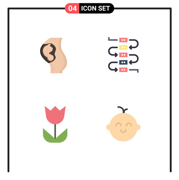 为怀孕设置4个商业平面图标包图片下载