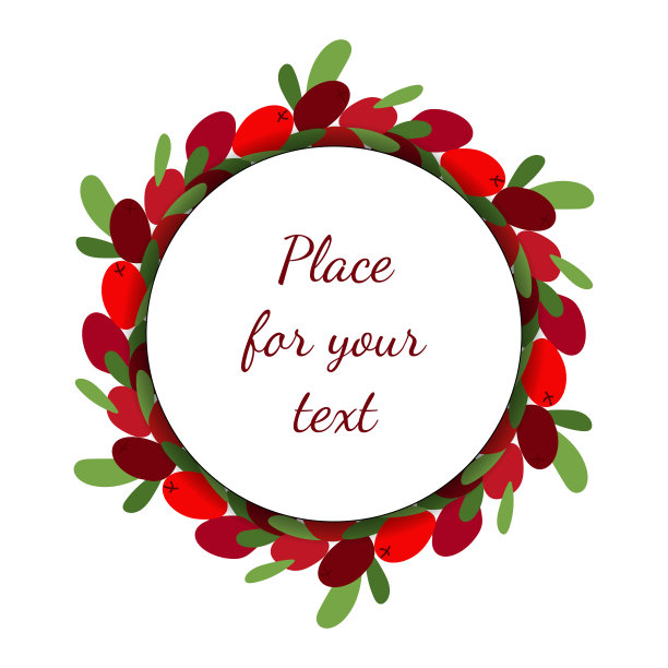 带浆果花环的卡片图片下载