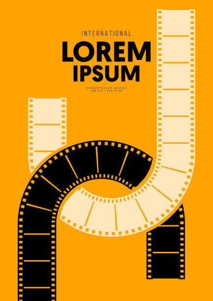 电影和电影海报设计模板背景与复古的幻灯片图片下载