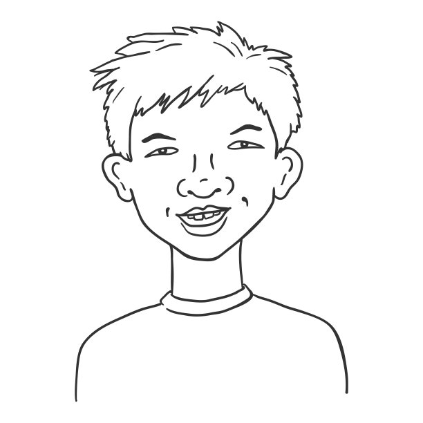 矢量轮廓阿凡达-亚洲男孩。图片下载