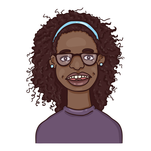 矢量卡通阿凡达-非洲裔美国女孩。图片下载