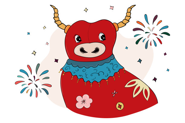 公牛。中国新年标志2021年。矢量剪辑艺术插图。假日插图图片下载