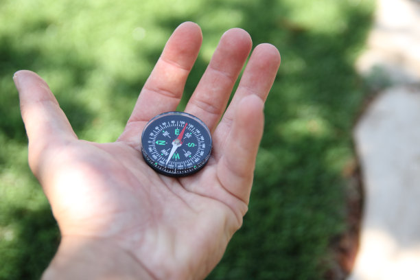 人类在大自然的背景下拿着指南针旅行图片下载