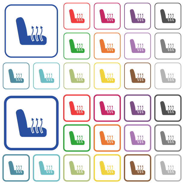 汽车座椅加热勾画出扁平的彩色图标图片下载