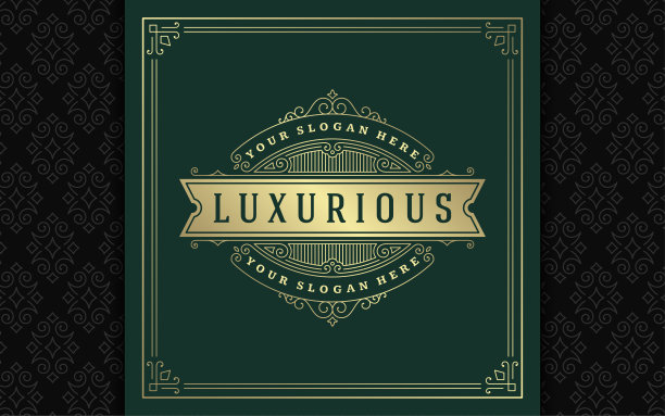 复古标志优雅繁盛线条艺术优雅装饰维多利亚风格矢量模板设计图片下载