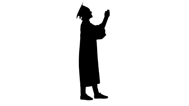 剪影毕业女学生鼓掌微笑图片下载