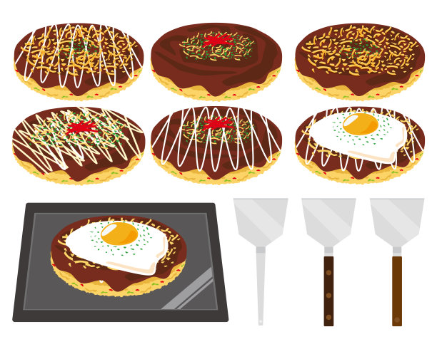御膳烧矢量图。御好烧是大阪的当地美食图片下载