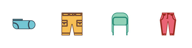 设置运动袜子，短裤，冬季帽子与耳朵皮瓣和裤子图标。向量图片下载