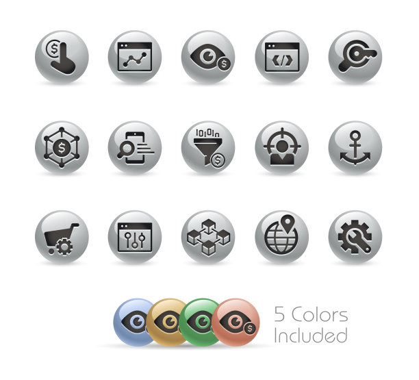 SEO和数字营销图标1 2 //金属轮系列图片下载