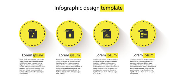 设置MP3文件文档，EPS, OBJ和PDF。业务信息图模板。向量图片下载