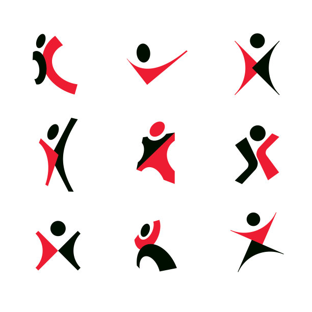 向量插图的快乐抽象的个人与手臂向上。商业创意创意标志。图片下载