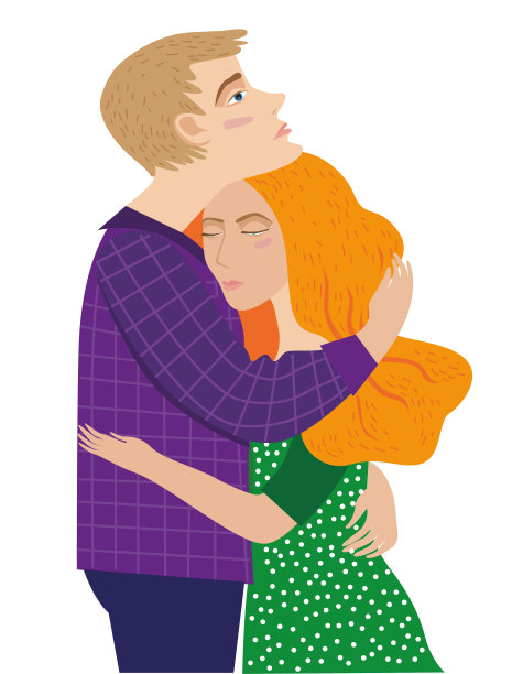 男孩和女孩站在一起拥抱图片下载