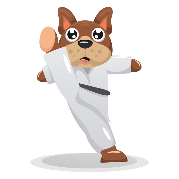 可爱的狗玩空手道卡通图片下载