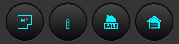 设置房屋计划，摩天大楼，悬挂标志与出售和车库图标。向量图片下载