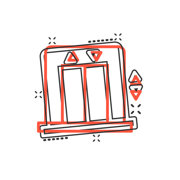 电梯图标在漫画风格电梯卡通上图片下载