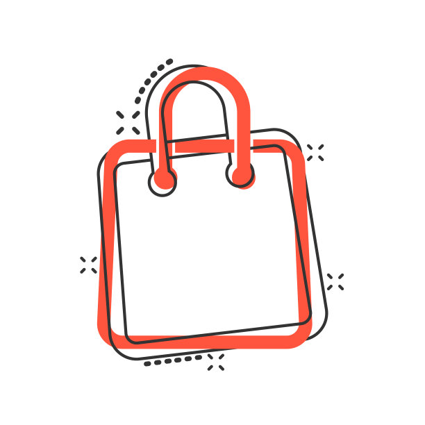 购物袋图标在漫画风格手袋卡通图片下载
