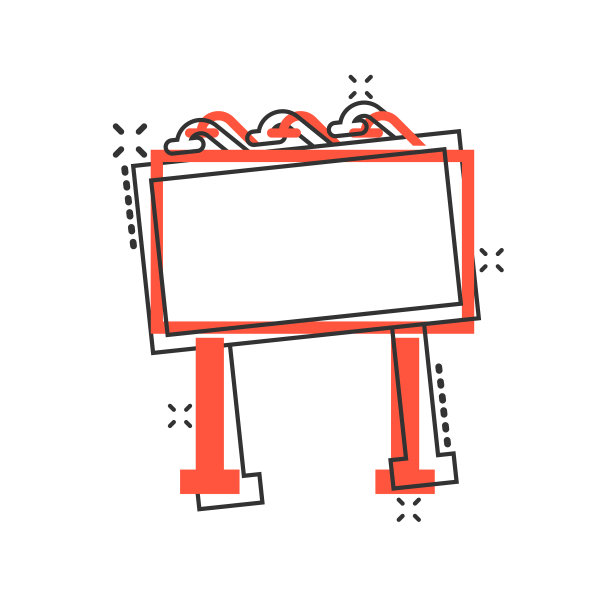 广告牌图标在漫画风格的城市灯光显示图片下载