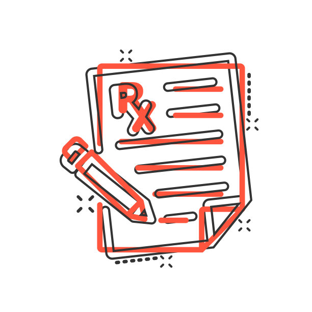 处方图标在漫画风格的rx文档图片下载