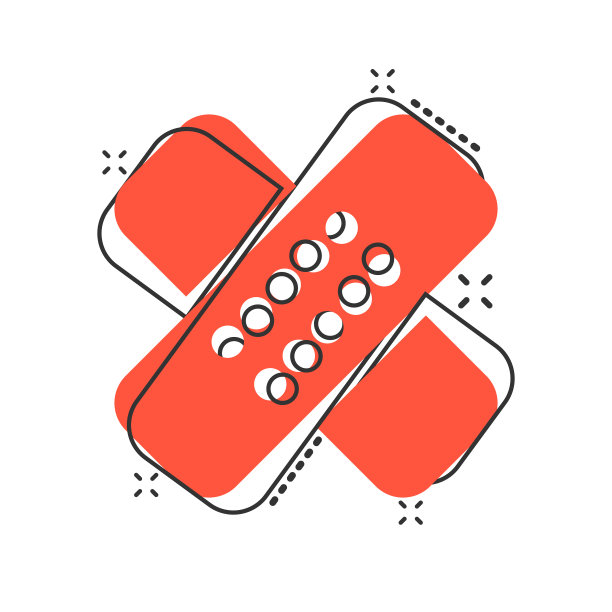 绷带图标在漫画风格石膏卡通上图片下载