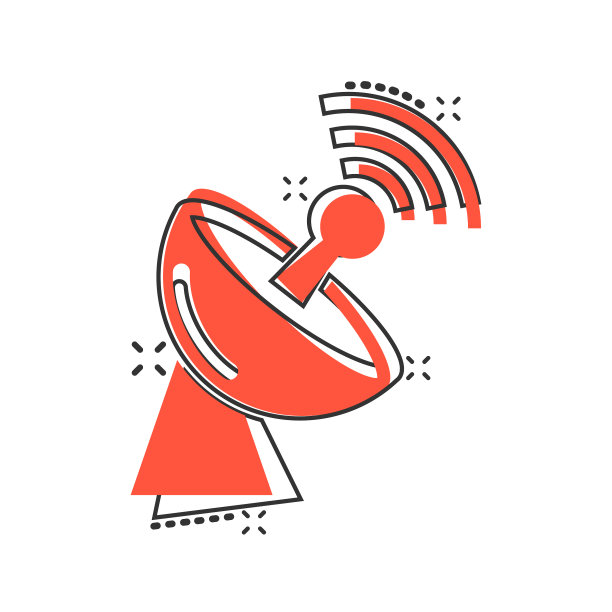 卫星天线塔的漫画风格图标图片下载