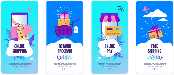 在线购物屏幕上的移动应用横幅图片下载