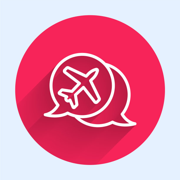 白线语音气泡与飞机旅行图标图片下载