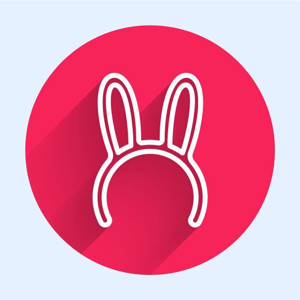 白色线面具与长兔子耳朵图标孤立图片下载