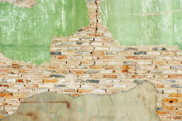 旧裂缝红砖墙图片下载