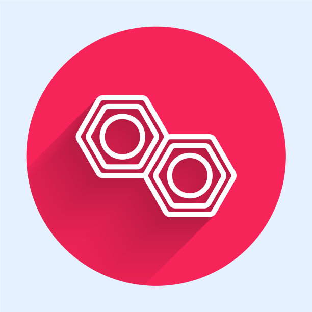 白线六角金属螺母图标隔离图片下载