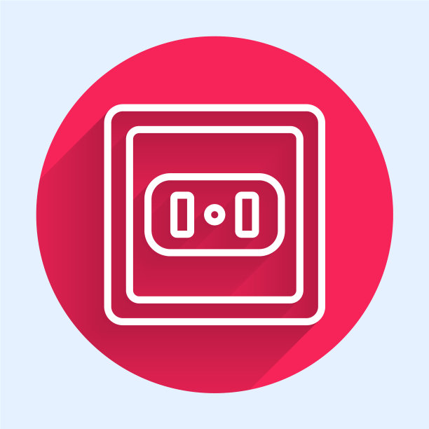 白线电源插座图标隔离图片下载