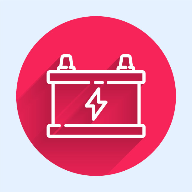 白色线汽车电池图标隔离与长图片下载