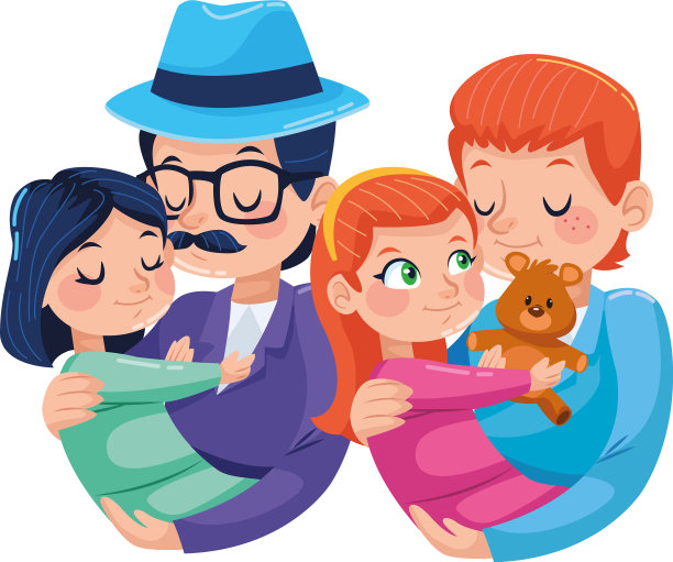 年轻的父亲和小女儿的角色图片下载