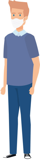 年轻人用口罩隔离图标图片下载