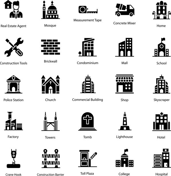 不动产固体图标包图片下载