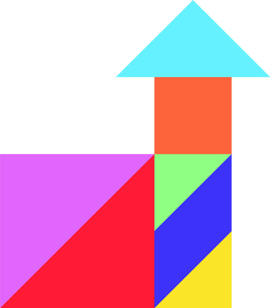 彩色七巧板拼图在家用或工厂形状上图片下载