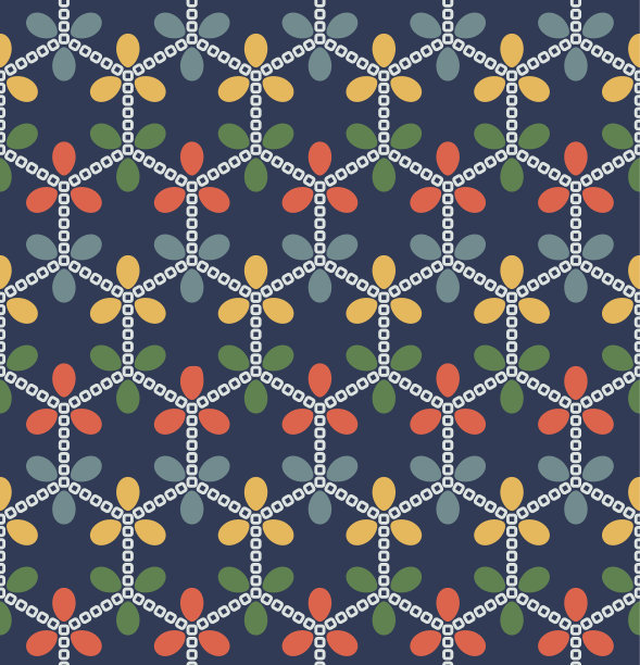 日本六角花矢量无缝图案图片下载