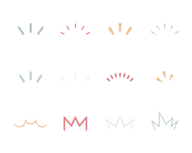 一组手写图标，显示惊喜，灵感，意识，注意，点等。图片下载