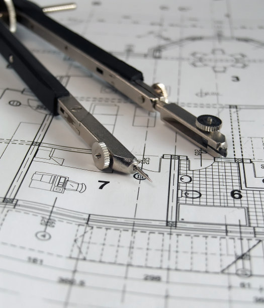 建筑平面上分隔器的特写。房地产的概念。图片下载
