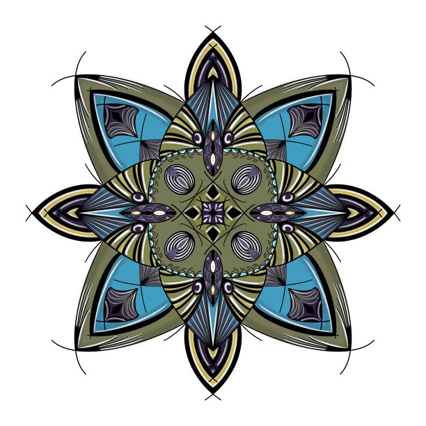 绿色、蓝色和紫色的花朵曼荼罗图片下载