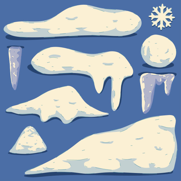 雪堆和帽矢量卡通设置孤立的背景。图片下载