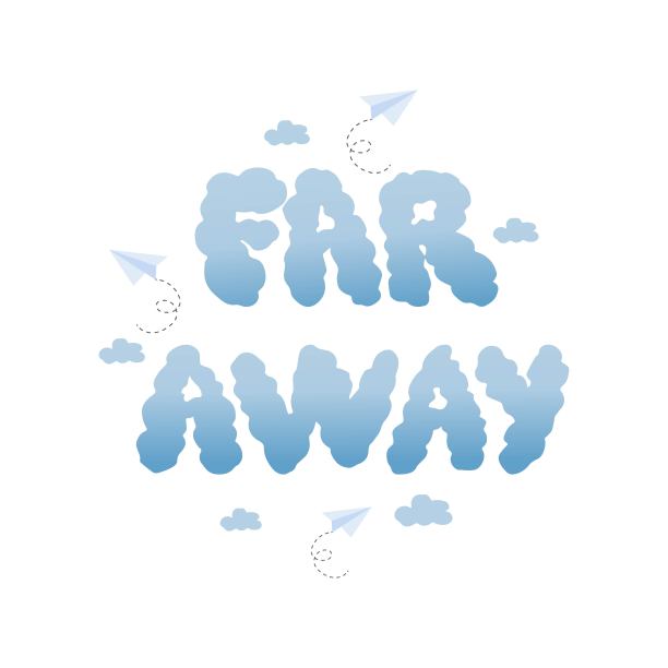 文字远手绘，云形状的简单涂鸦风格孤立在白色的背景。图片下载