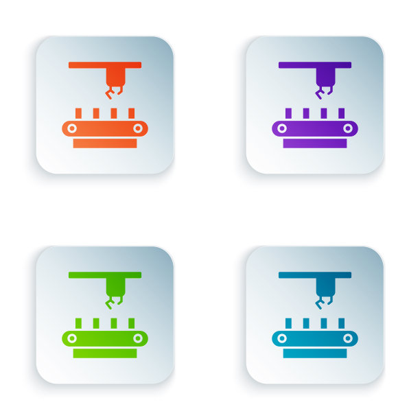 彩色工厂输送系统皮带图标隔离图片下载