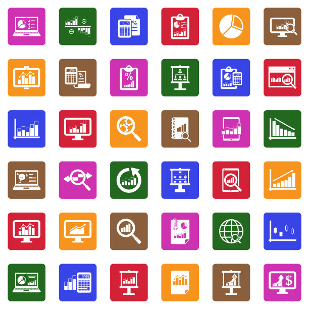 数据分析图标。广场上的白色平面设计。矢量插图。图片下载