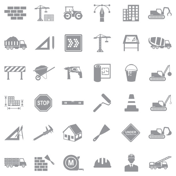 建筑图标。灰色的平面设计。矢量插图。图片下载