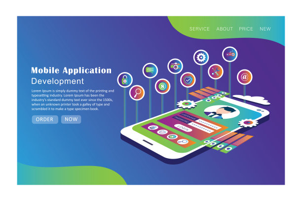 移动应用开发矢量插图。等距手机与布局的应用。用户体验，用户界面图片下载