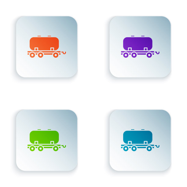 彩色油铁路水箱图标隔离在白色图片下载